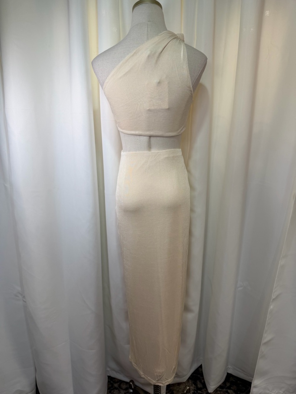 NWT MISHA ‘Arden’ Knotted One-Shoulder Midi Dress in “Pearl” / Cream Size 4 - Picture 13 of 16
